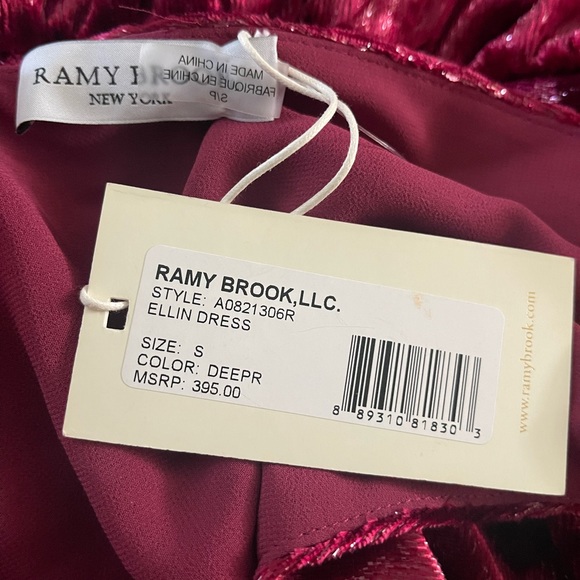 Ramy Brook red velvet Ellin mini dress Size small NEW orgi. $395 - Picture 3 of 3